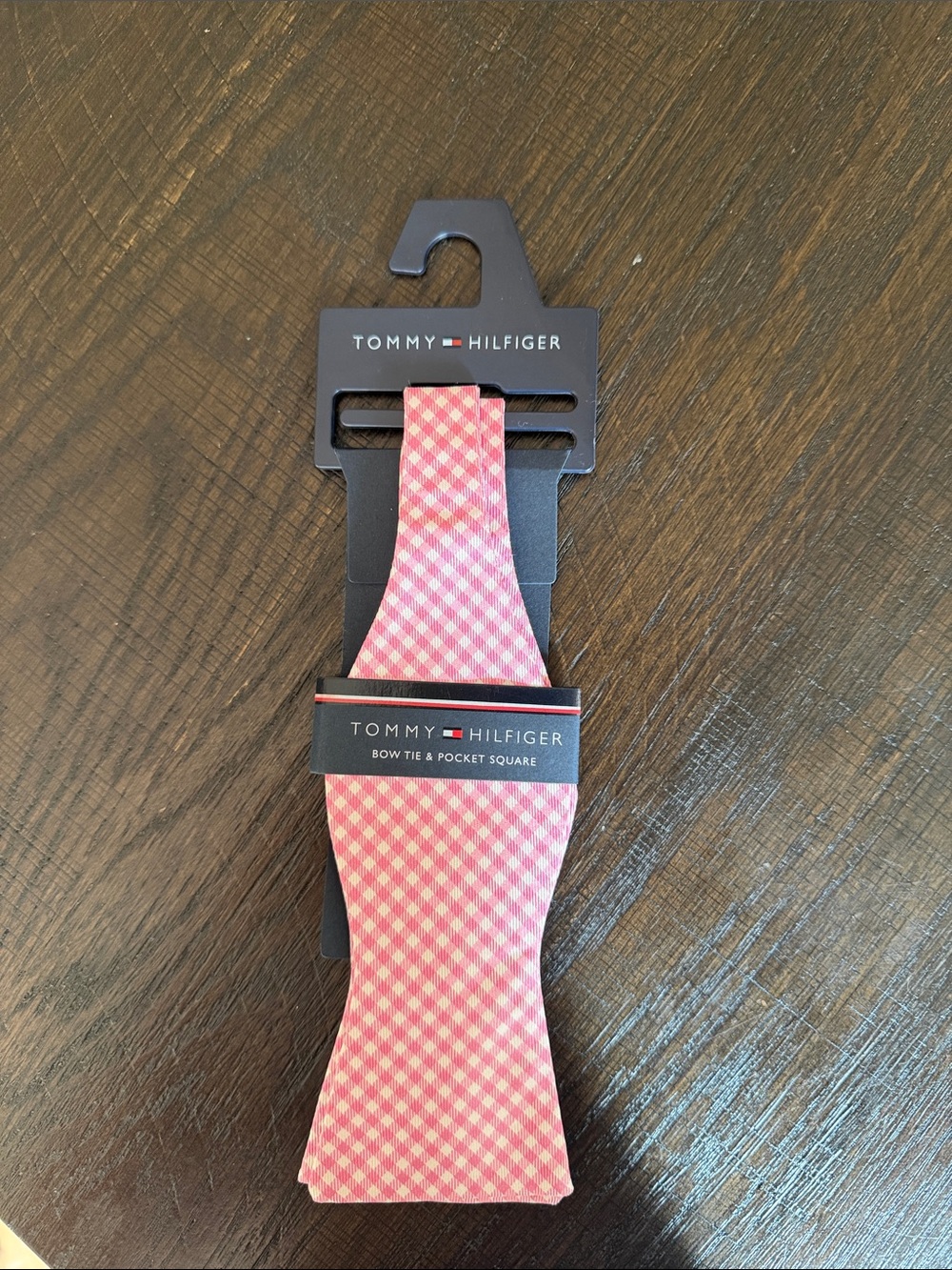 Tommy Hilfiger Pink Gingham Bow Tie